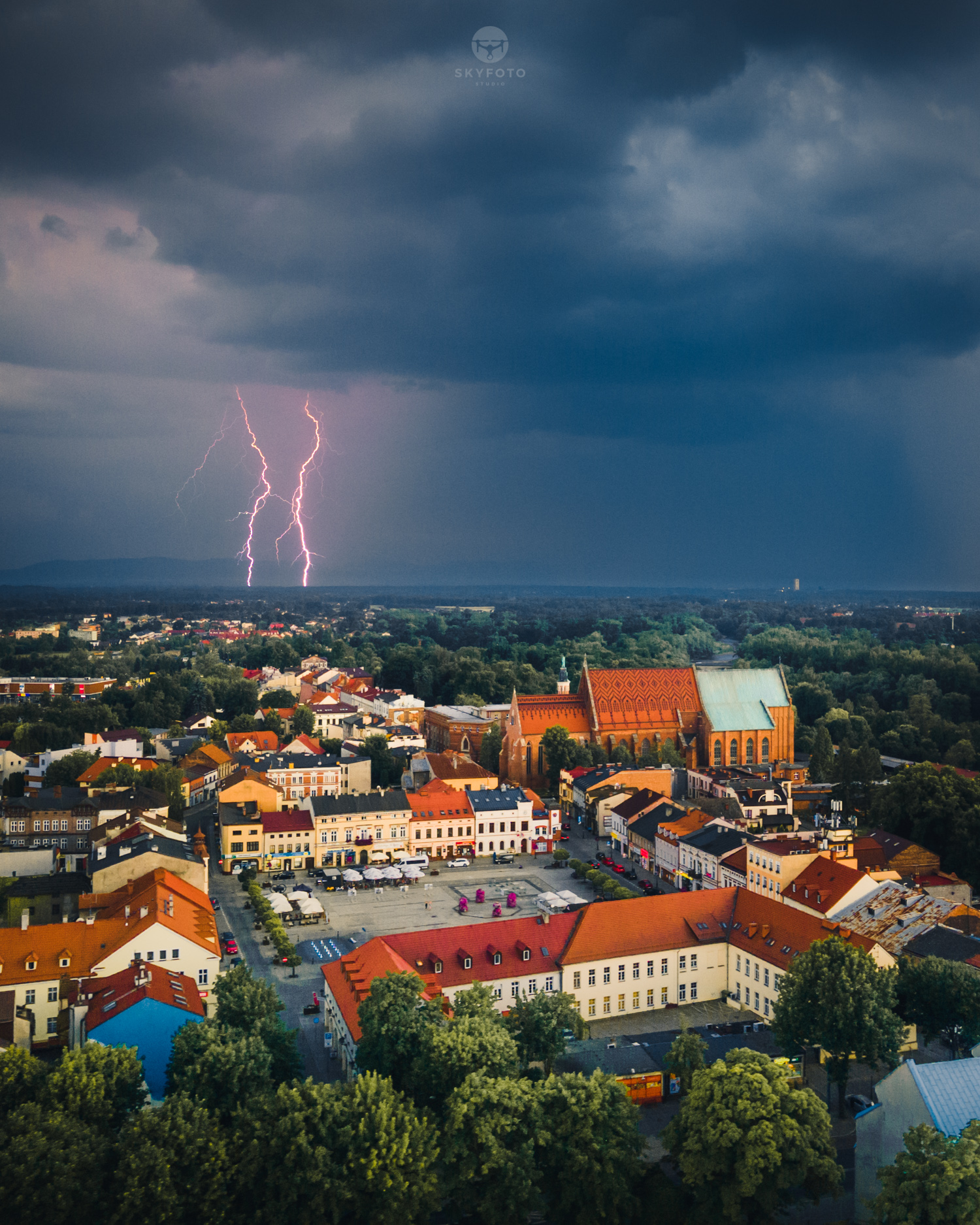 Lotnicze ujęcie Oświęcimia