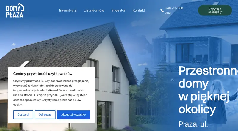 Domy Plaza: zrzut strony głównej
