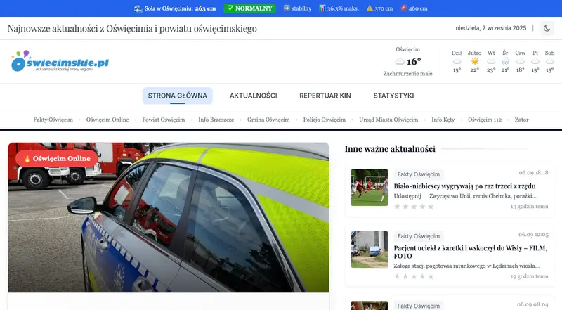 Oświęcimskie.pl: zrzut strony głównej