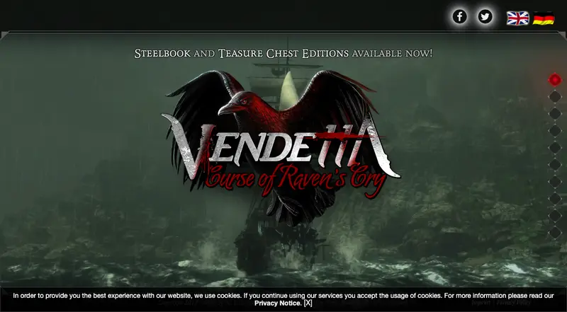 Vendetta: Curse of Raven’s Cry: zrzut strony głównej